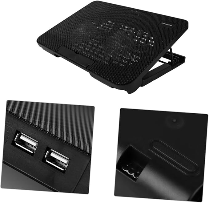 Portable Laptop Cooler USB Powered Fans Black Cooling Mat for Efficient Heat Dissipation for Gaming and Workstations Easy to Install