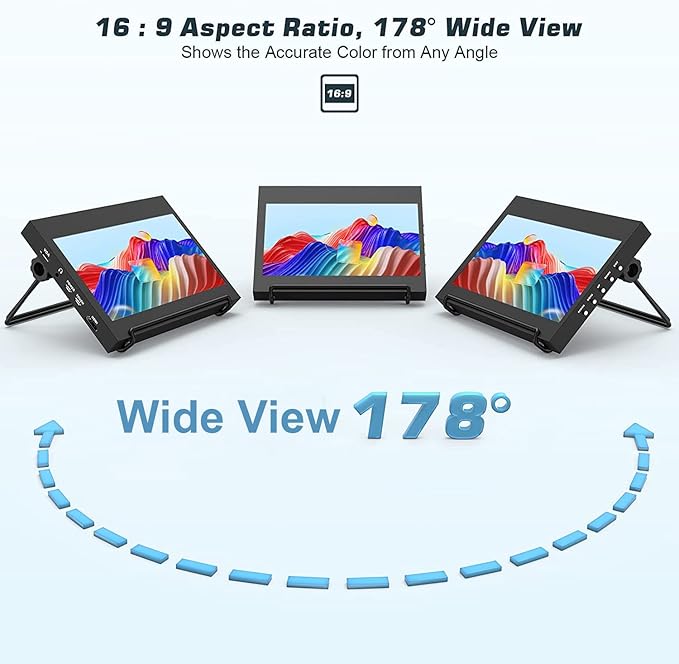 PONPY 7 Raspberry Pi Touchscreen Monitor USB/HDMI Portable Monitor Capacitive Pi Display for PC Phones Raspberry Pi 4B 3B+ 3B 3A+ 2B B+