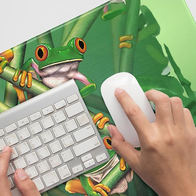 Red Eye Tree Frog Grouping Tropical Rainforest Large Gaming Mouse Pad Desk Mat with Stitched Edges Non-Slip Base