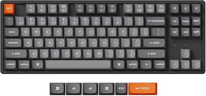 Keychron K8 Max QMK Wireless Custom Mechanical Keyboard Hot Swappable TKL 80% Layout Bluetooth/2.4G/USB-C Programmable Aluminum Frame Super Banana Switch NKRO Gaming Keyboard for Mac/Windows