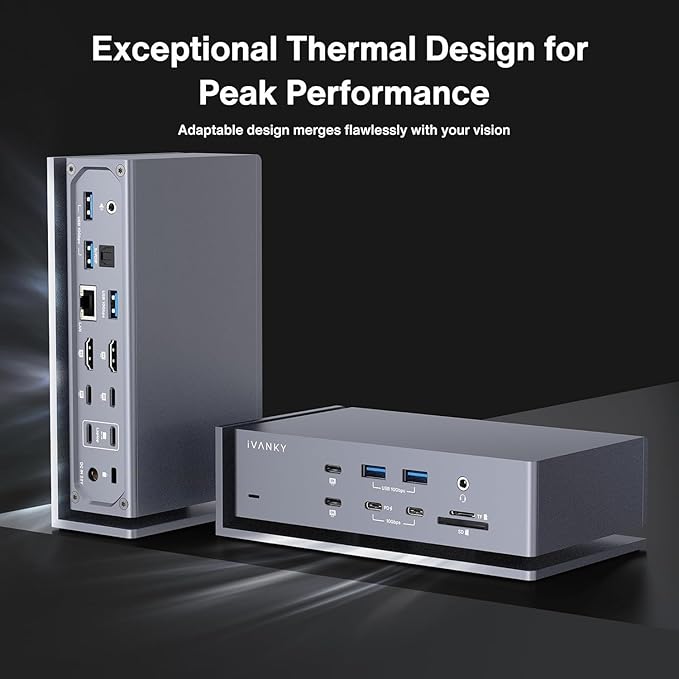 iVANKY FusionDock Max 1 Dual Thunderbolt 4 Chips 20-in-1 Quad 6K@60Hz Monitor MacBook Docking Station 40Gbps Dock for Mac M1/M2/M3 Pro/Max 2HDMI 2.0 96W PD 10Gbps USB 2.5 GbE