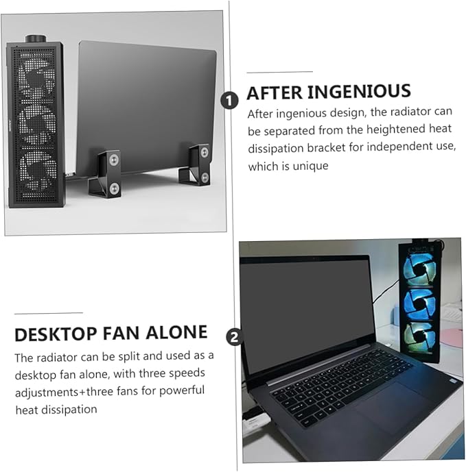 1set RGB Laptop Cooler Stand Height Ergonomic Notebook Cooling Rack for Gaming Work Portable Cooling Pad Fan Support