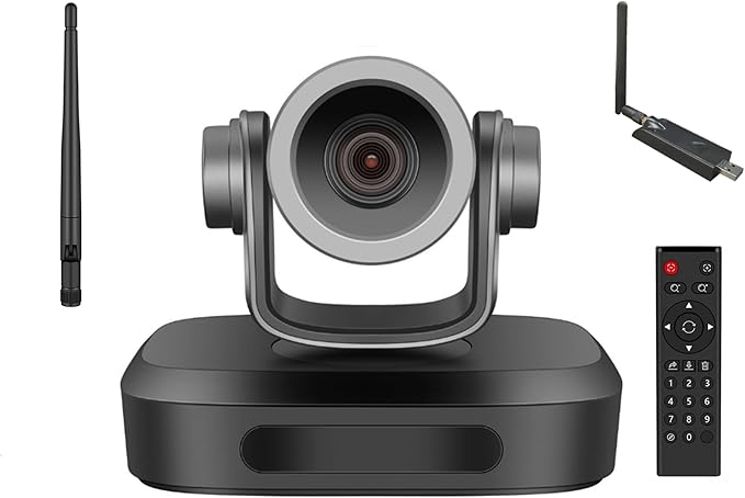 1080P PTZ with 18X Zoom Wireless Webcam Conference Room Camera for Professional Meeting System Zoom Meeting Teams OBS Wireless Streaming Webcam with Built-in Mic for PC/Mac/Laptop