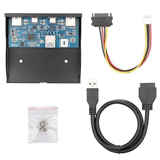 Chenyang USB-C &amp USB 3.0 HUB 4 Ports Front Panel to Motherboard 20Pin Connector Cable for 3.5 Floppy Bay