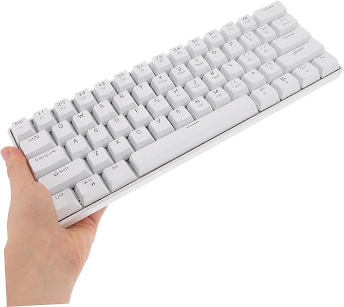 Mikikit Compact Wired Mechanical Gaming Keyboard RGB Backlit Keys White Design Ergonomic Comfort for Laptops