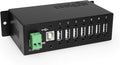 Coolgear Industrial 7-Port USB 2.0 Hub with Secure Screw-Locking Ports | Surface &amp DIN-Rail Mountable | 480 Mbps Data