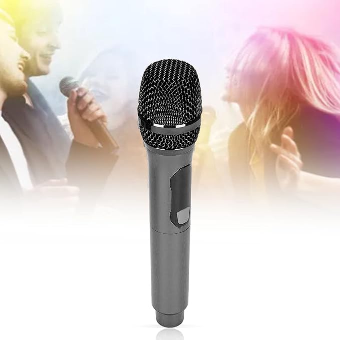 Cuifati Cordless Microphone Dual Digital Dynamic Microphone with Receiver 50m Range 3.5mm Adapter Microphone with Smart LED Display for Singing Karaoke Meeting Wedding (Black)