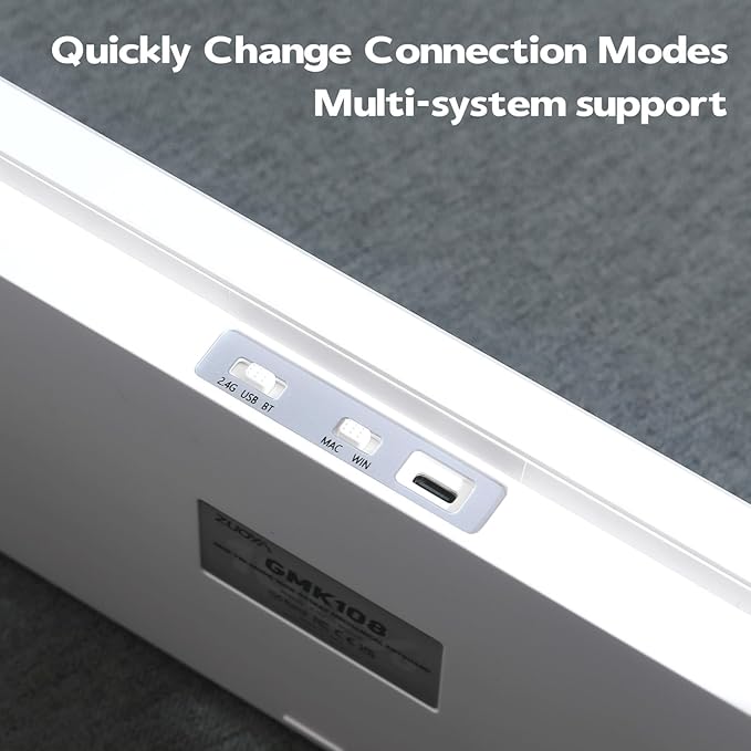 GMK108 Barebones Mechanical Keyboard KitVIA Programmable Gasket Mounted BT5.0/2.4GHz/Type-C Tri-Mode Wired Hot-Swap RGB Backlit Full Size Custom PCB DIY Mechanical Keyboard Kit(White)