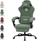 Ergonomic Gaming Chair Video Gamer Chairs Gaming Computer Chairs Gamer Chairs for Adults Massage Lumbar Support Swivel Height Adjustable Headrest Backrest Green