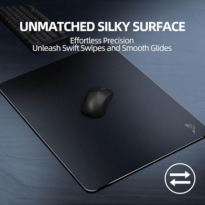 Lovicool Glass Gaming Mouse PadUltra-Smooth Surface Noise-Reducing DesignImpact &amp Scratch Resistant9H Tempered Glass Gaming Mouse Mat15.7 x 17.7 inches-Black