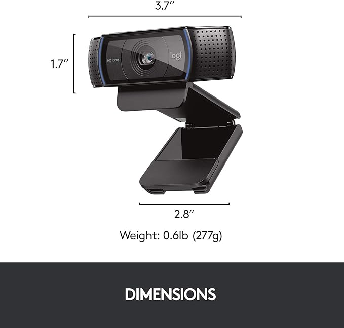 Logitech HD Pro Webcam C920 Widescreen Video Calling and Recording 1080p Camera Desktop or Laptop Webcam