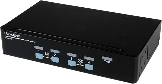 StarTech.com 4 Port Rack Mountable USB KVM Switch with Audio &amp USB Hub - KVM / audio / USB switch - 4 x KVM / audio / USB - 1 local user - desktop - SV431USBAE