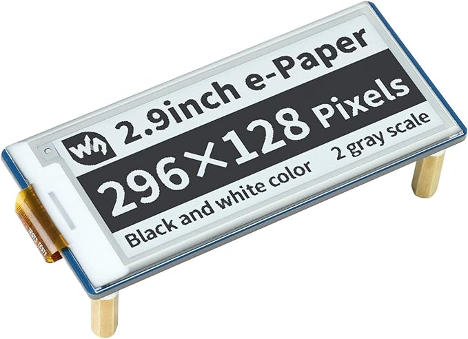 waveshare 2.9inch E-Ink Display HAT 296×128 Pixels Black White Two Color E-Paper Module epaper Screen for Raspberry Pi Pico Microcontroller BoardSPI InterfaceSupport Partial Refresh