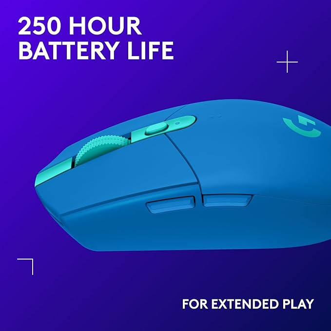 Logitech G305 Lightspeed Wireless Gaming Mouse Hero Sensor 12000 DPI Lightweight 6 Programmable Buttons 250h Battery On-Board Memory Compatible with PC Mac - Blue