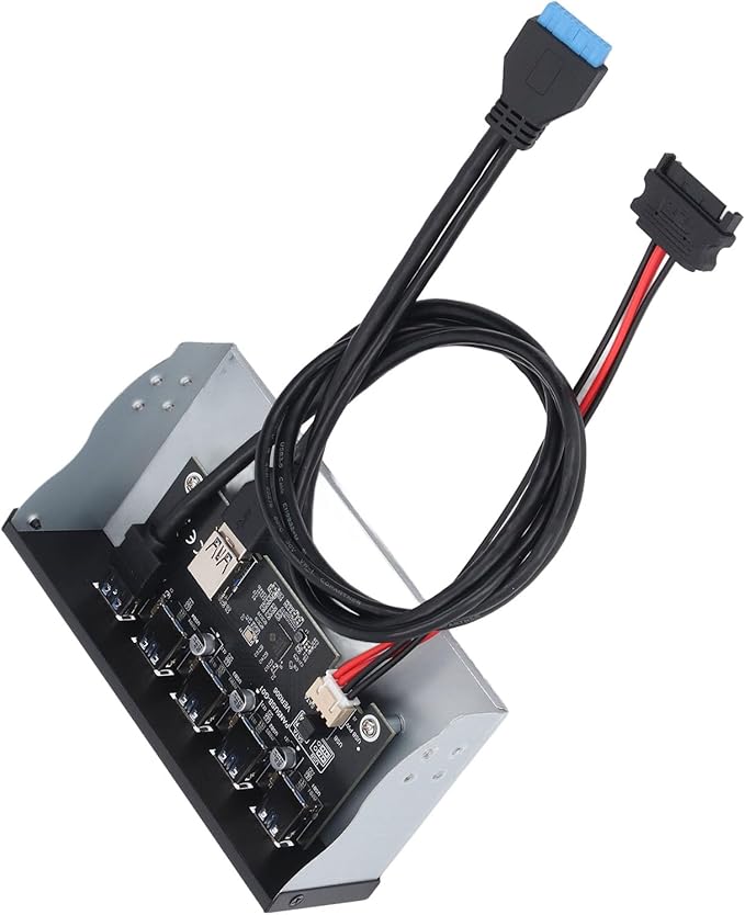 5.25 Inch 19 Pin Front Panel USB Hub 5xUSB3.2 GEN1 Ports GL3510 Controller Multi System Compatibility for WIN7 8 10 2003 OS X