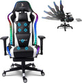 Gaming Chair with Speakers Ergonomic Gaming Chair with Footrest and LED LightsComfortable Computer RecliningGaming Chair with Massage FunctionTeen/Adult Computer ChairWhite