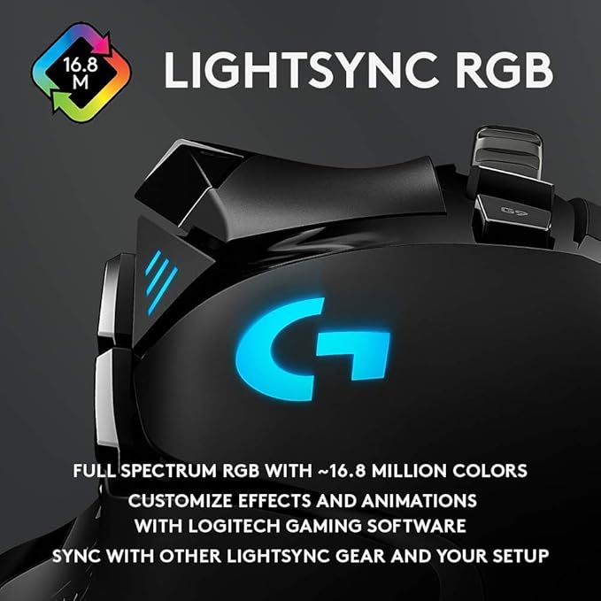 Logitech G502 HERO High Performance Wired Gaming Mouse HERO 25K Sensor 25600 DPI RGB Adjustable Weights 11 Programmable Buttons On-Board Memory PC / Mac (Renewed)
