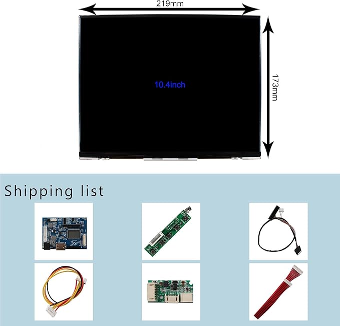 VSDISPLAY 10.4 Inch 1024x768 LCD Screen LTD104EDZS Aspect Ratio 4:3 Display Screen with Driver Board VS-TY2660H-V661