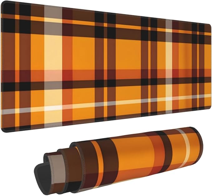 Yellow Buffalo Plaid Check Large Mouse Pad XL Extended Gaming Pad Waterproof Desk Mat for Desktop Keyboard Non Slip Mousepad for Office Game Home 32.15x11.8