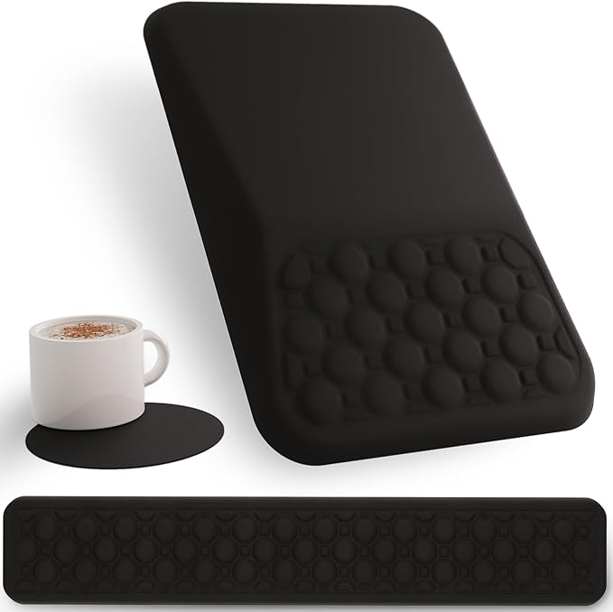 Ospelelf Keyboard Wrist Rest Ergonomic Mouse Pad with Wrist Rest Arm Wrist Rest for Computer Office and GamingBlack