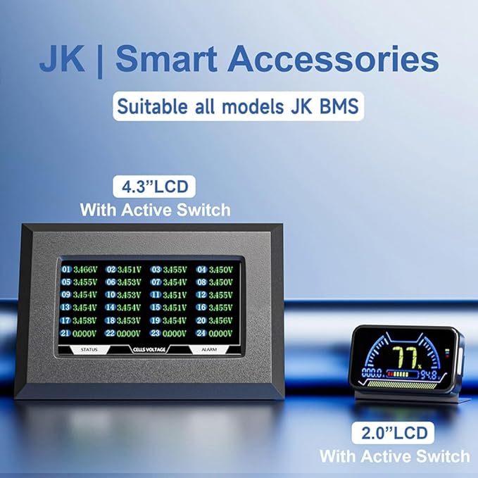 BMS Replacement 4.3 Inch LCD Display Screen with Active Switch Monitor for JK Smart BMS Black 500454108A1