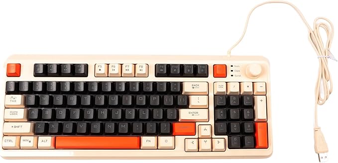 Vikye USB Gaming Keyboard Silent Computer Keyboard with 94 Keys LED Backlight Ergonomic Keyboard with Foldable Cable Gaming Keyboard Suitable for