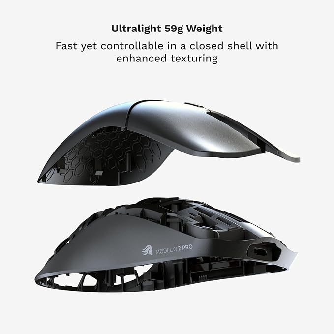 Glorious Gaming Model O 2 PRO 4K/8K White Wireless Gaming Mouse - 2.4GHz Wireless 1ms delay 4K/8K Polling 100M clicks 59g Ultralight Long Battery Life 26K DPI BAMF 2.0 Sensor 6 Buttons