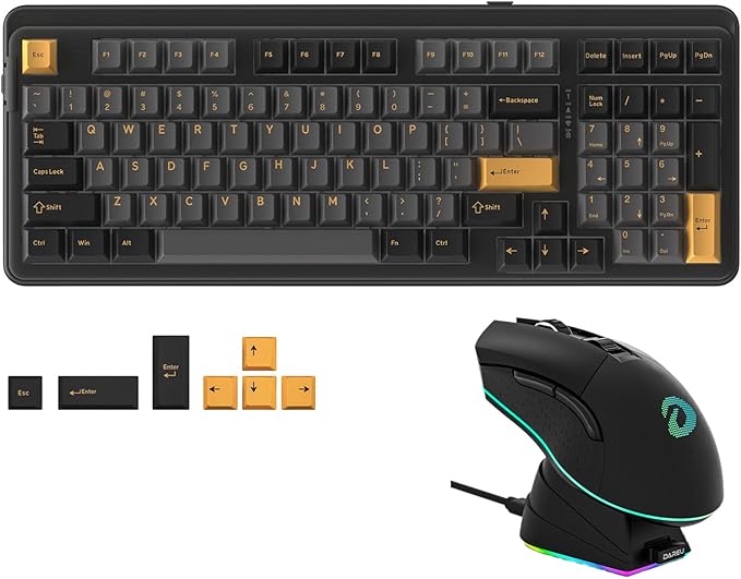 DAREU Wireless Keyboard and Mouse:EM901X Wireless Gaming Mouse &amp EK98PRO Gasket Wireless RGB Gaming Mechanical Keyboard Combo