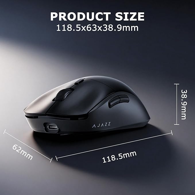 FIRSTBLOOD ONLY GAME. AJ199 Wireless Gaming Mouse PAW3395 Sensor 26000 DPI 60g Ultra-Lightweight Stable No-Dropout Connection 80M Clicks for FPS/MOBA &amp Long Sessions(Black)