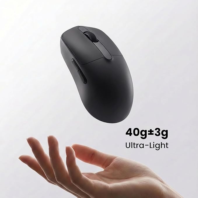 Akko Dash Max Wireless Gaming Mouse 8K Polling Rate with PAW3395 Sensor 26000 DPI 40g Ultra Lightweight Akko Custom Optical Switches BT/2.4G/Wired Symmetrical Computer Mouse Black
