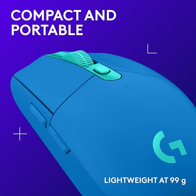 Logitech G305 Lightspeed Wireless Gaming Mouse Hero Sensor 12000 DPI Lightweight 6 Programmable Buttons 250h Battery On-Board Memory Compatible with PC Mac - Blue