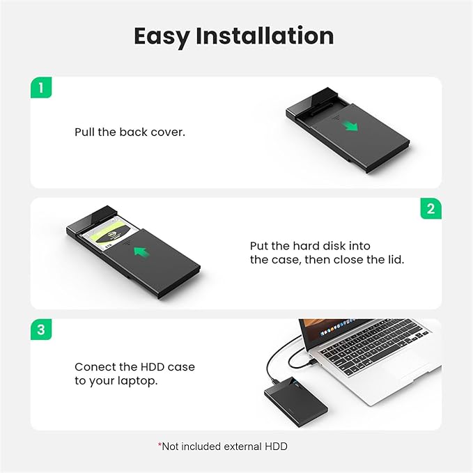 UGREEN 2.5 Hard Drive Enclosure USB 3.0 to SATA III Adapter Bundle with UGREEN Revodok 105 USB C Hub 5 in 1 Multiport Adapter