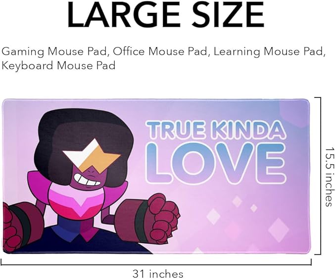 Steven Universe Garnet True Kind of Love Large Gaming Mouse Pad Desk Mat with Stitched Edges Non-Slip Base for Gamer Home and Office 31.5 x 15.7