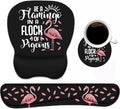 Mouse Pad Wrist Support and Keyboard Wrist Rest Set with Coasters Inspirational Quote Be a Flamingo in a Flock Pigeons with Non-Slip PU Base Ergonomic Mousepad for Computer Laptop Home Office