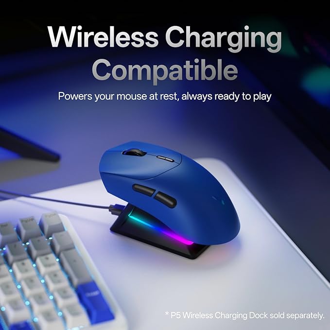 Rapoo VT7 Wireless Gaming Mouse True 8K Wireless Polling Rate 53g Lightweight Up to 750 Hr Battery Nordic nRF54L15 MCU 100-Million Mechanical Switch 10 Programmable Buttons Macro Enabled