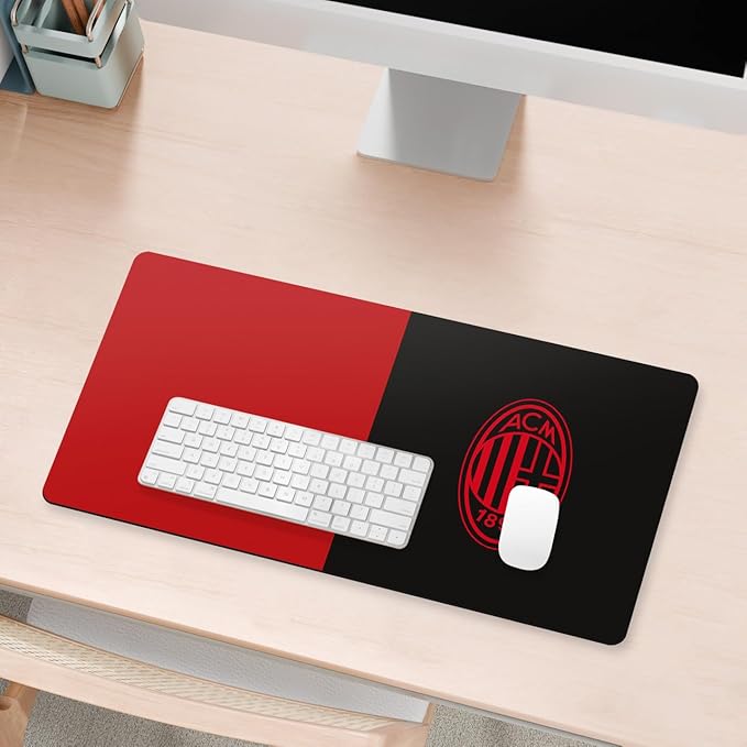 Head Case Designs Officially Licensed AC Milan Red &amp Black Crest Logo 23.62 x 11.81 x 0.12 inches (600 x 300 mm) - L Gaming Office Desk PC Keyboard Mouse Mat Pad
