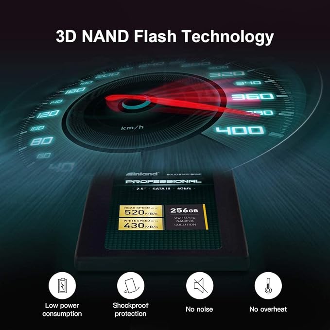 INLAND Professional 256GB SSD 3D TLC NAND SATA III 6Gb/s 2.5 SATA Internal Solid State Drive Upgrade Laptop PC and Desktops (5 Pack)
