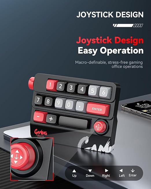 Numeric Mechanical Keyboard with Right Joystick One Handed Keyboard Fully Programmable for Knobs and Keys Rocker Knobs for OSU Keypad Hotswap Keypad with RGB