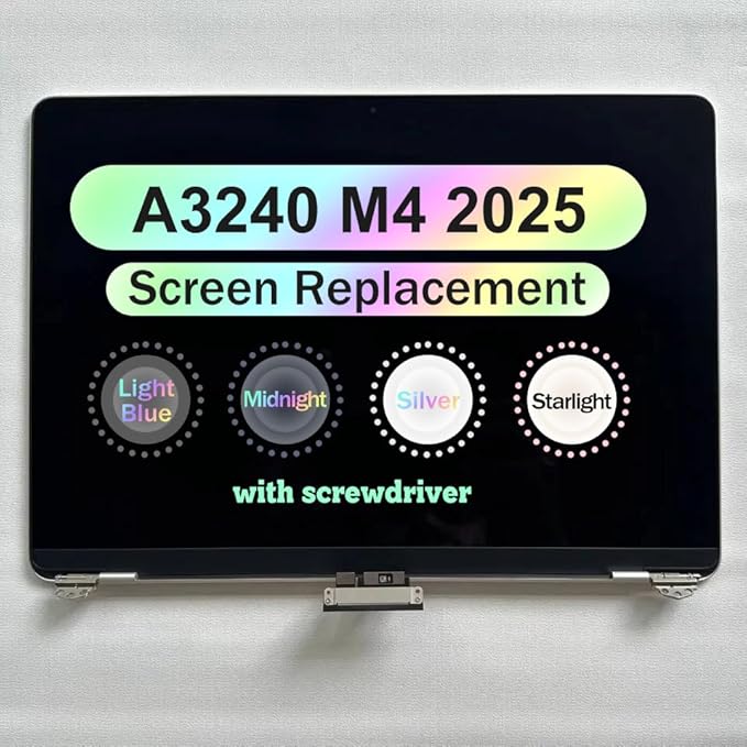 13.6 Full Top Screen Assembly for MacBook Air A3240 M4 2025 LCD Display Retina (Silver)