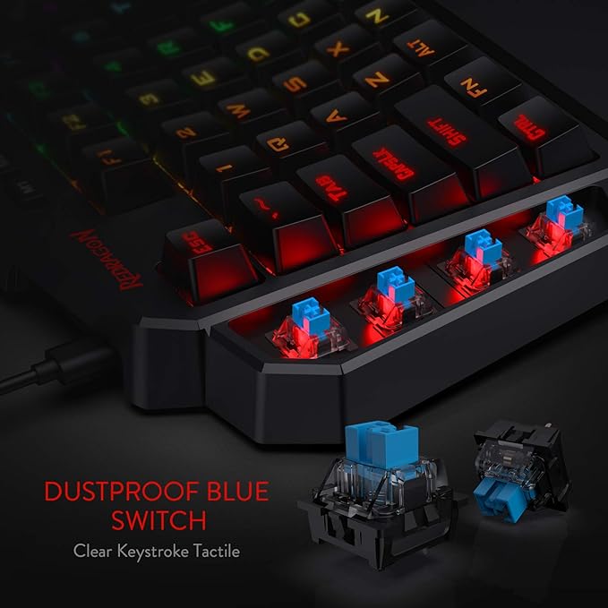 Redragon K585 DITI Wired One-Handed RGB Mechanical Gaming Keyboard 42 Keys Type-C Professional Gaming Keypad w/Upgraded Hot-Swappable Socket 7 Onboard Macro Keys &amp Detachable Wrist Rest