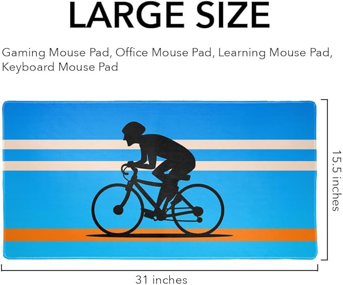 Road Bike Cycling Biking Bicycle Large Gaming Mouse Pad Desk Mat with Stitched Edges Non-Slip Base