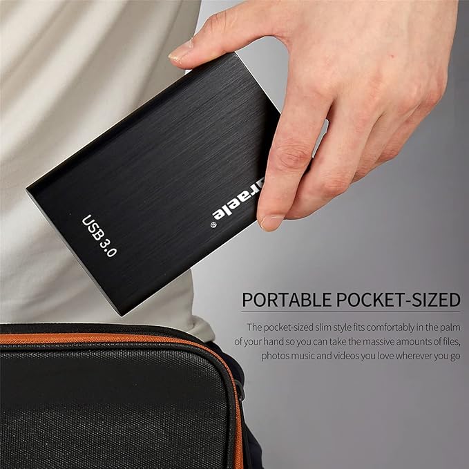Portable SATA External Hard Drive HDD 2TB 1TB 500GB USB3.0 Ulra-Fast File Transfers (1TB Black)