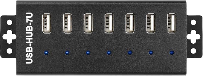 Waveshare Industrial Grade USB HUB Extending 7X USB 2.0 Ports Industrial-Grade Materials Stable and Reliable Performance Rugged &amp Durable with A Variety of Protective Functions