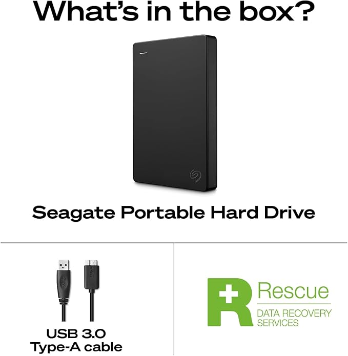 Seagate Portable 1TB External Hard Drive HDD – USB 3.0 for PC Mac PlayStation &amp Xbox 1-Year Rescue Service (STGX1000400)  Black