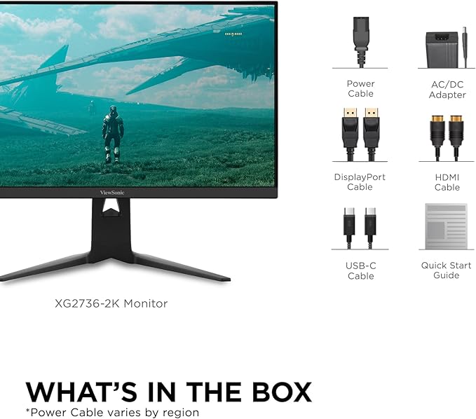 ViewSonic XG2736-2K 27 Inch 1440p IPS Gaming Monitor with 240Hz 0.5ms FreeSync Premium NVIDIA G-Sync Compatible RGB Lighting Advanced Ergonomics HDMI DP and 65W USB-C Inputs