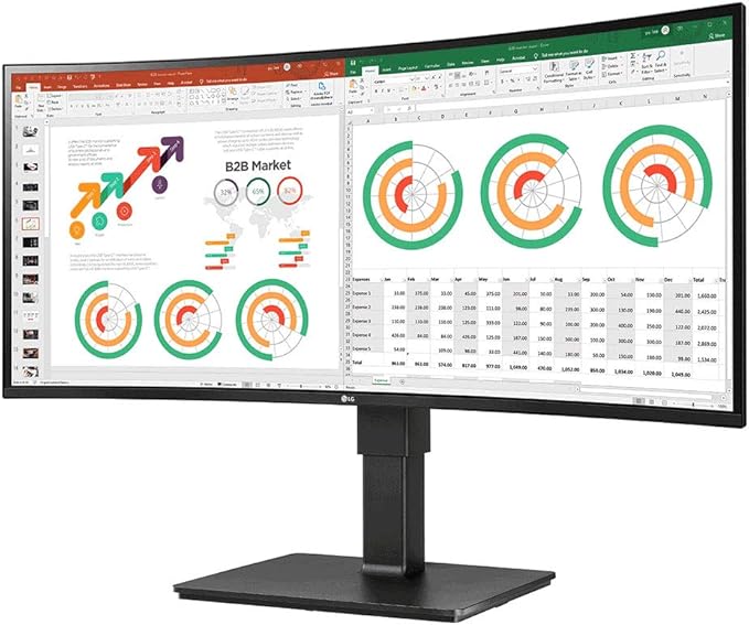LG 34” TAA IPS QHD UltraWide Curved Monitor (3440x1440) with 21:9 Aspect Ratio HDR10 sRGB 99% Color Gamut Dual Controller &amp MaxxAudio Black (34BN770-B)