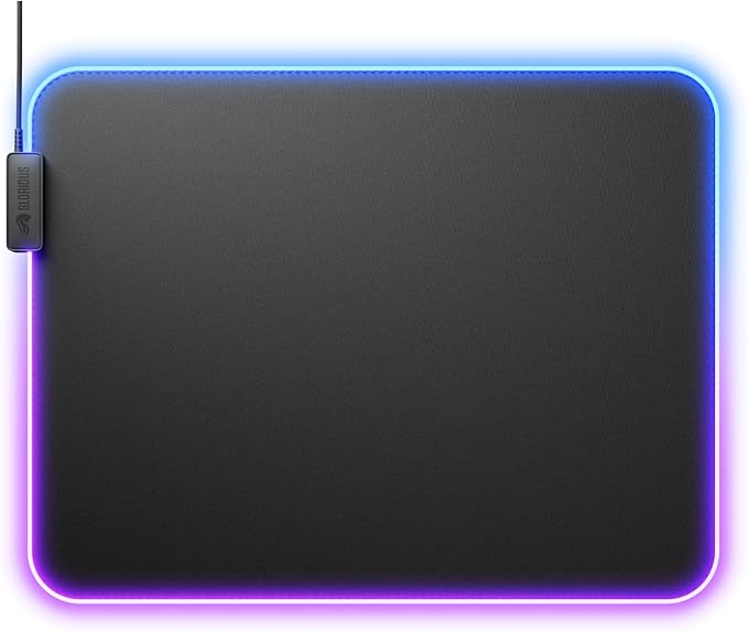 GLORIOUS Gaming Mouse Pad GMP 2 GLED - XL - 2-Zone RGB Lighting InfiniGlow RGB Stitchless Edge Premium Cloth Surface Grippy Rubber Base Optimised for Gaming - 18 x 14 x 0.1 - Large Desk Mat