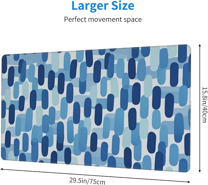 Blue Abstract Art Desk Cover MatExtended Large Mouse PadComputer Laptop Mat Desk Decor for Office Game Home 30x16 Inch