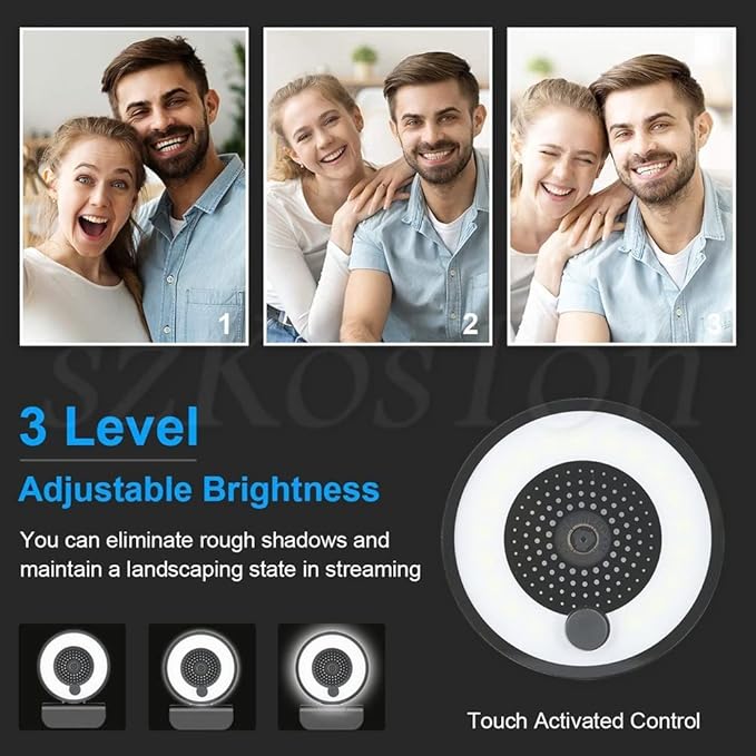 HD Autofocus Webcam Light with Tripod Stand 1080P 2K Web Camera for PC Computer Camera with Microphone Ring Light Web Cam Ultra High Definition (Color : Type 1) (No Stand)