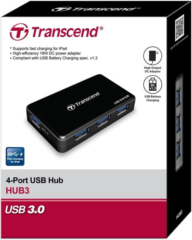 Transcend USB 3.0 4-Port Hub TS-HUB3K Black